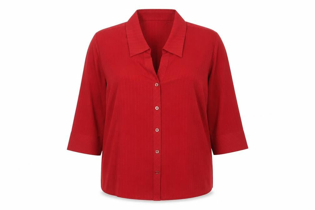 Womens UK Size 14 Marks and Spencer Red Basic Button-Up