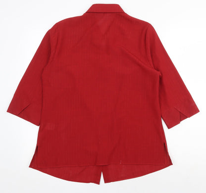 Womens UK Size 14 Marks and Spencer Red Basic Button-Up