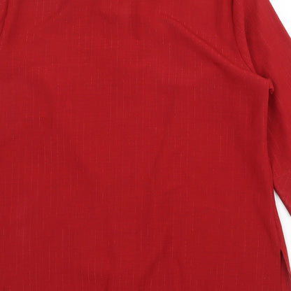 Womens UK Size 14 Marks and Spencer Red Basic Button-Up