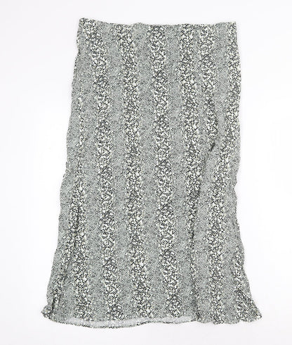 Miss Selfridge Womens Green Geometric Polyester Peasant Skirt Size 12 Zip