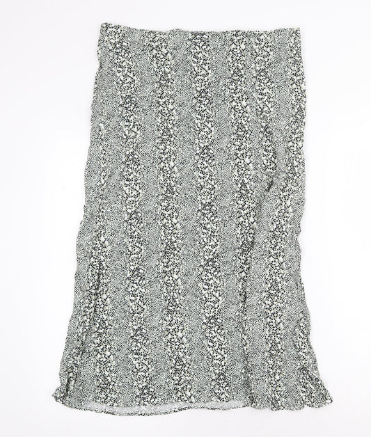 Miss Selfridge Womens Green Geometric Polyester Peasant Skirt Size 12 Zip