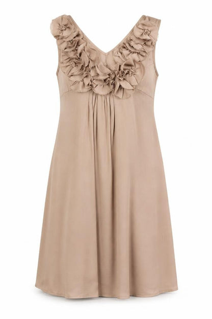 H&M Womens Beige Polyester A-Line Size 8 V-Neck Zip