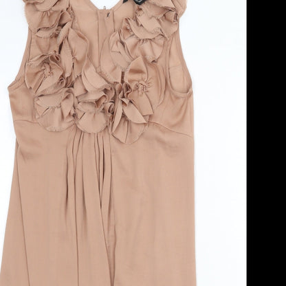 H&M Womens Beige Polyester A-Line Size 8 V-Neck Zip