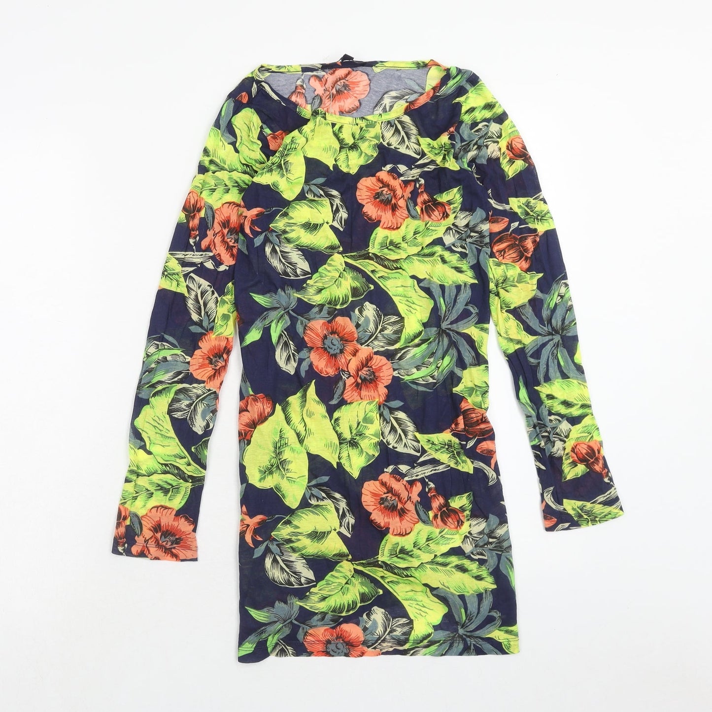 French Connection Womens Multicoloured Floral Cotton A-Line Size S Round Neck Pullover