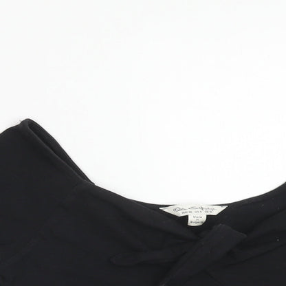 Miss Selfridge Womens Black Cotton Cropped Tank Size 10 V-Neck