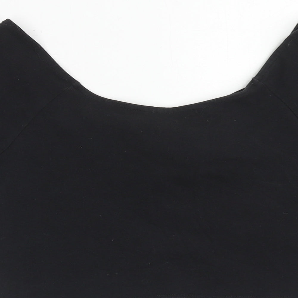Miss Selfridge Womens Black Cotton Cropped Tank Size 10 V-Neck