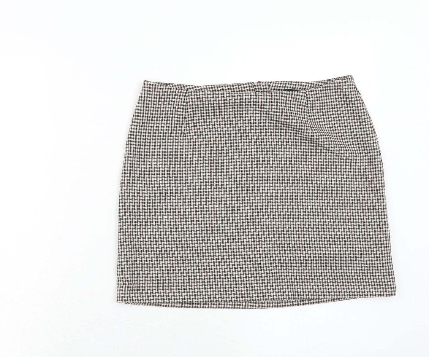 New Look Womens Multicoloured Geometric Polyester Mini Skirt Size 10 Zip - Houndstooth Pattern