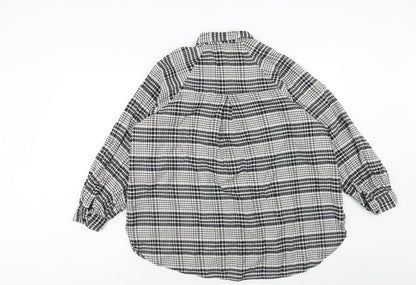 Topshop Womens Black Geometric Cotton Basic Button-Up Size 8 Collared