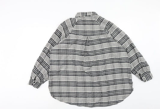 Topshop Womens Black Geometric Cotton Basic Button-Up Size 8 Collared