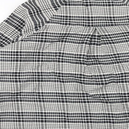 Topshop Womens Black Geometric Cotton Basic Button-Up Size 8 Collared