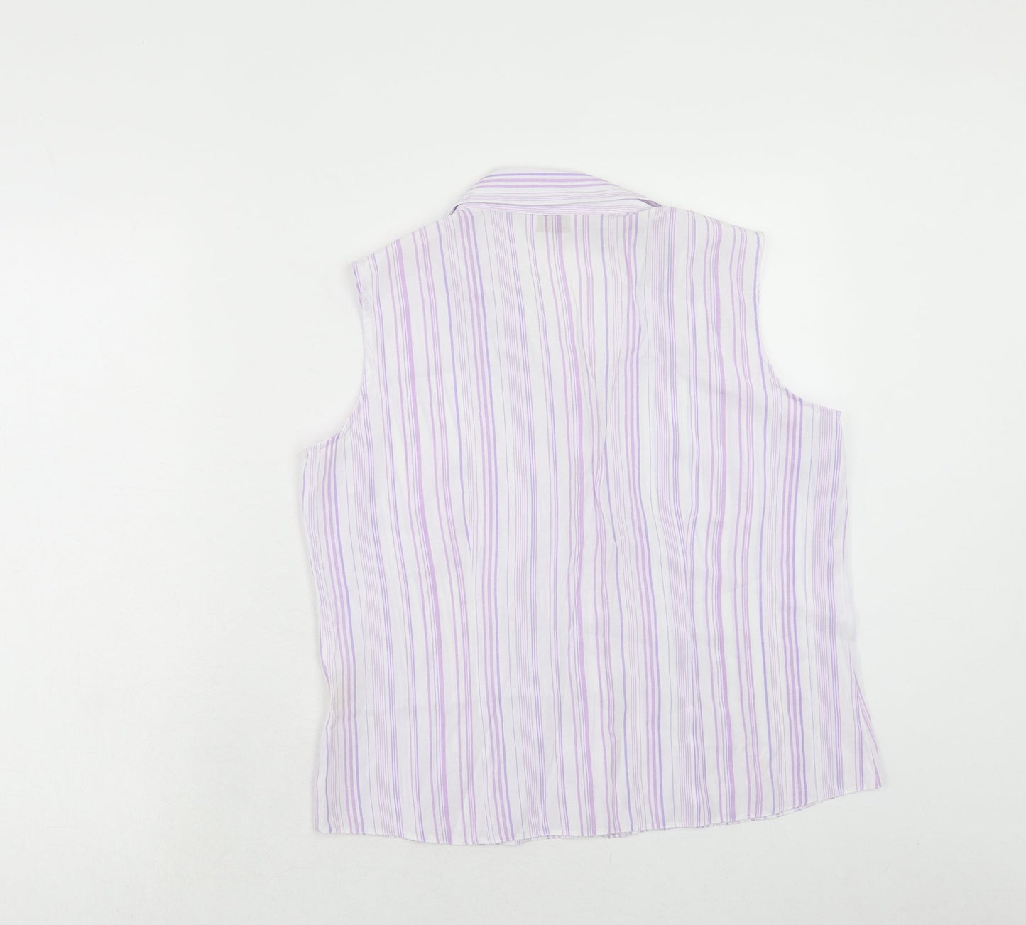 Bonmarché Womens Purple Striped Viscose Basic Tank Size 12 Collared