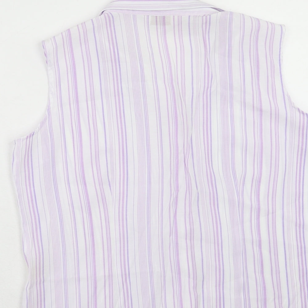 Bonmarché Womens Purple Striped Viscose Basic Tank Size 12 Collared