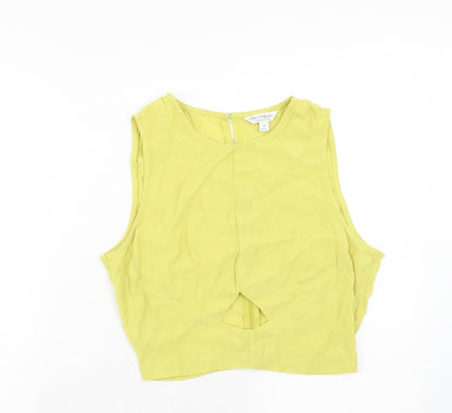 Miss Selfridge Womens Green Viscose Cropped Tank Size 10 Round Neck - Keyhole Detail