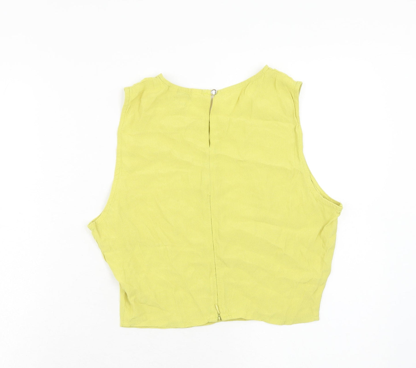 Miss Selfridge Womens Green Viscose Cropped Tank Size 10 Round Neck - Keyhole Detail