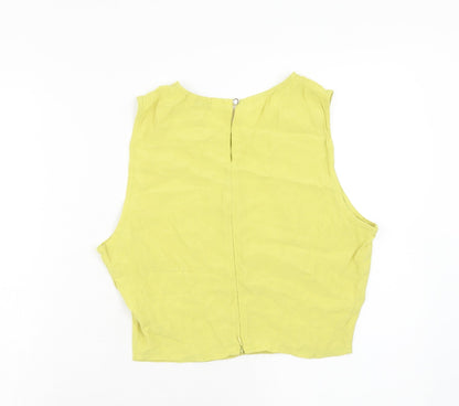 Miss Selfridge Womens Green Viscose Cropped Tank Size 10 Round Neck - Keyhole Detail