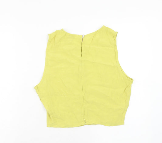 Miss Selfridge Womens Green Viscose Cropped Tank Size 10 Round Neck - Keyhole Detail