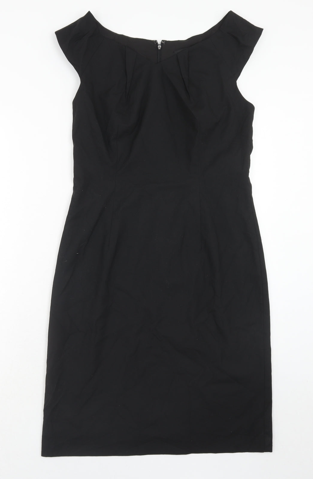 Massimo Womens Black Polyester Pencil Dress Size 8 Boat Neck Zip