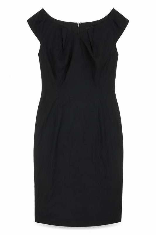 Massimo Womens Black Polyester Pencil Dress Size 8 Boat Neck Zip