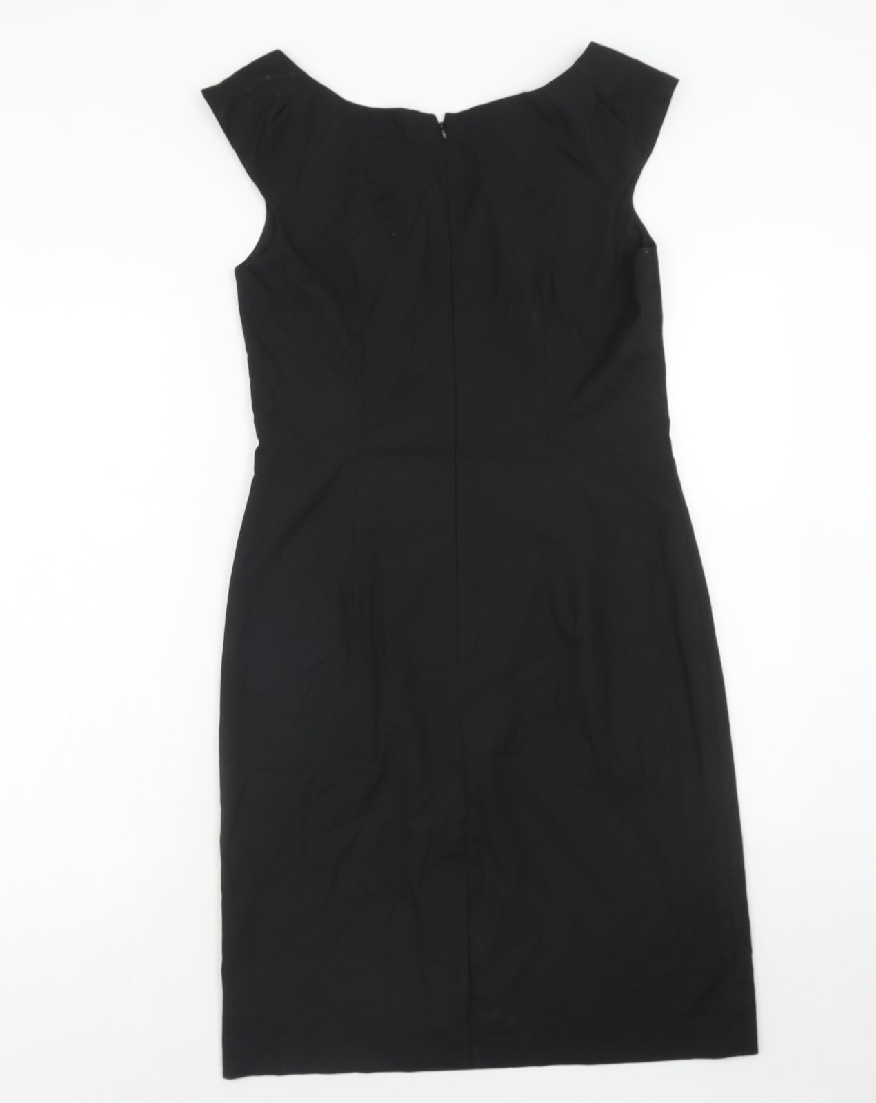Massimo Womens Black Polyester Pencil Dress Size 8 Boat Neck Zip