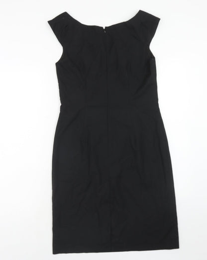 Massimo Womens Black Polyester Pencil Dress Size 8 Boat Neck Zip
