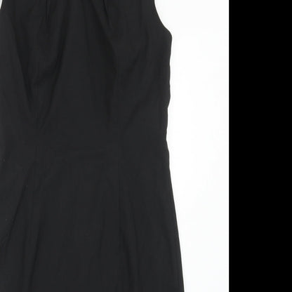 Massimo Womens Black Polyester Pencil Dress Size 8 Boat Neck Zip
