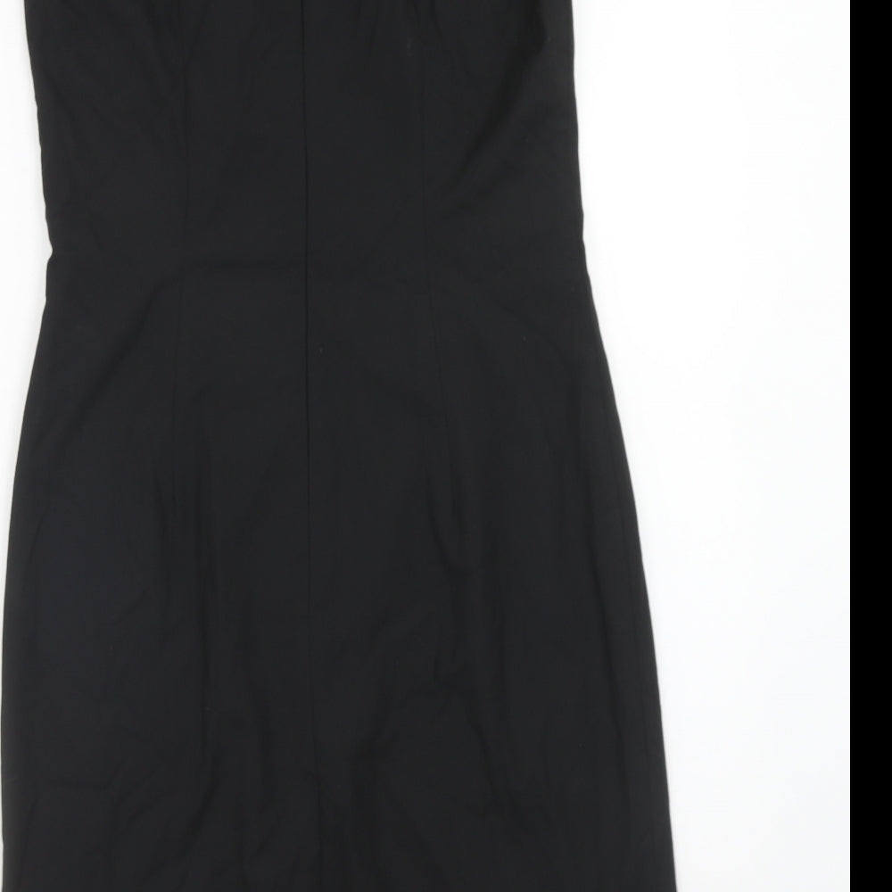 Massimo Womens Black Polyester Pencil Dress Size 8 Boat Neck Zip
