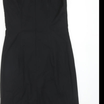 Massimo Womens Black Polyester Pencil Dress Size 8 Boat Neck Zip