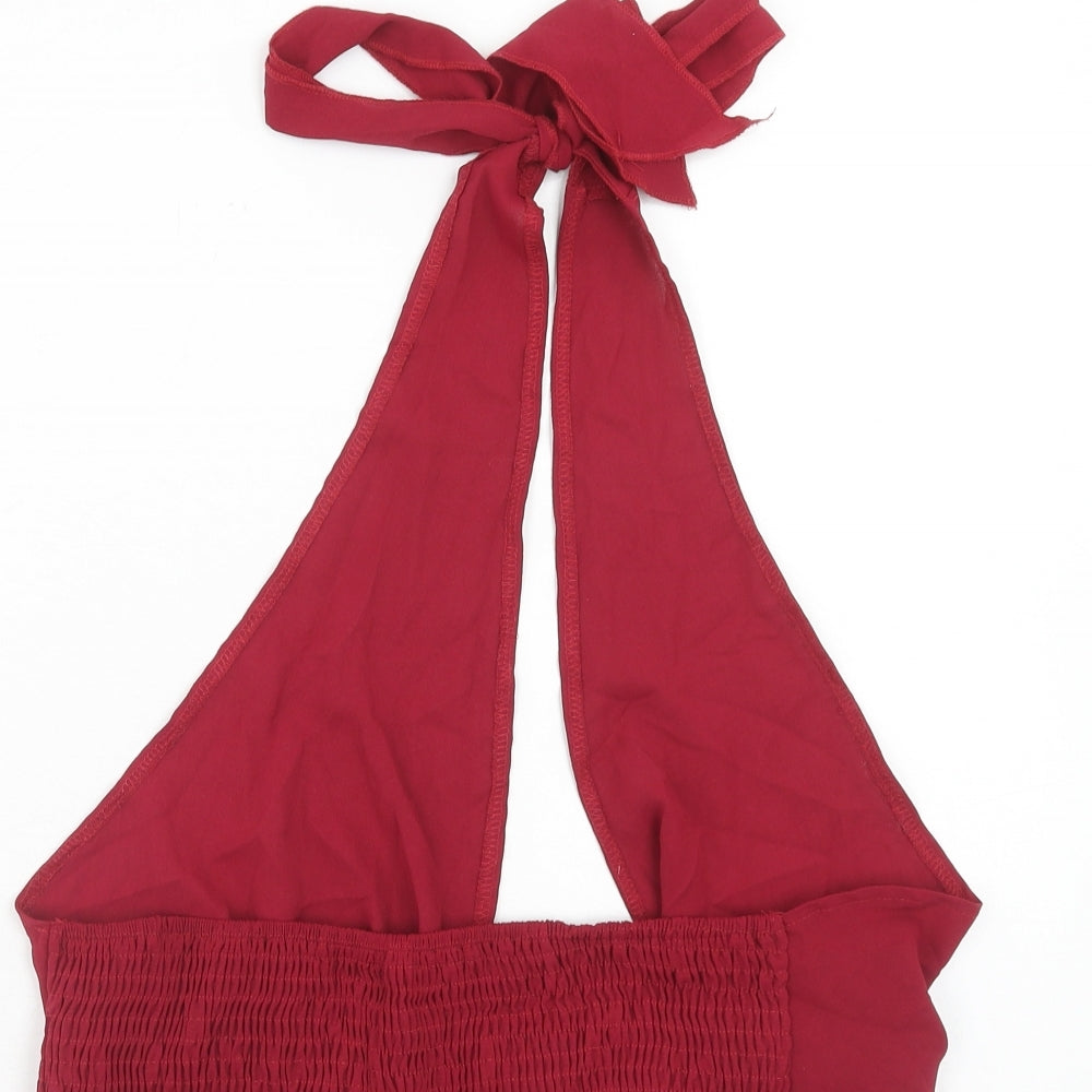 SheIn Womens Red Polyester Cropped Tank Size XS Halter