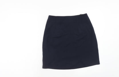 Marks and Spencer Womens Blue Polyester A-Line Skirt Size 10 Zip