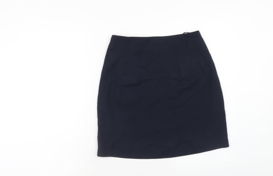 Marks and Spencer Womens Blue Polyester A-Line Skirt Size 10 Zip