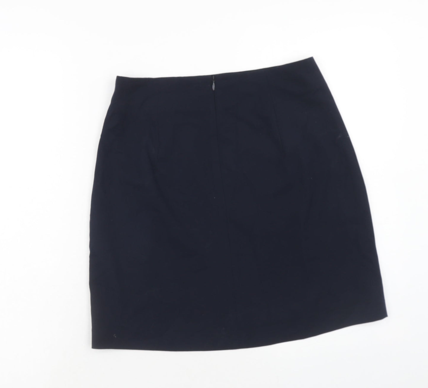 Marks and Spencer Womens Blue Polyester A-Line Skirt Size 10 Zip