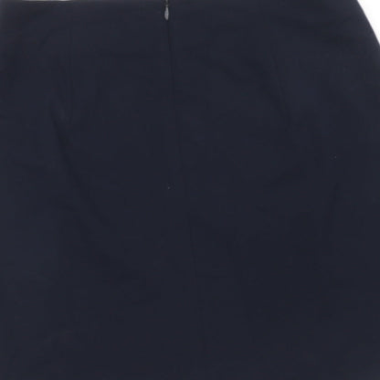 Marks and Spencer Womens Blue Polyester A-Line Skirt Size 10 Zip