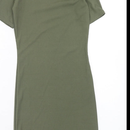 Boohoo Womens Green Polyester Shift Size 8 Round Neck Pullover