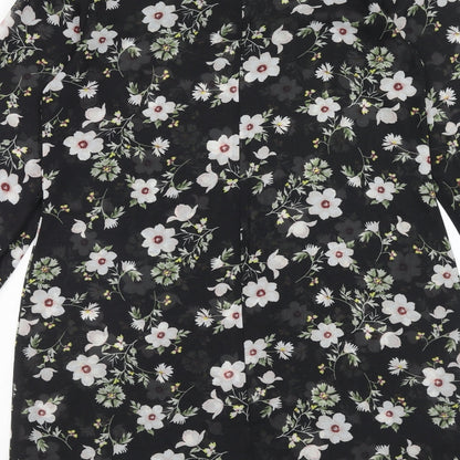 George Womens Black Floral Polyester A-Line Size 10 Round Neck Pullover