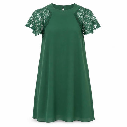 Love Womens Green Polyester Trapeze & Swing Size S Round Neck Button
