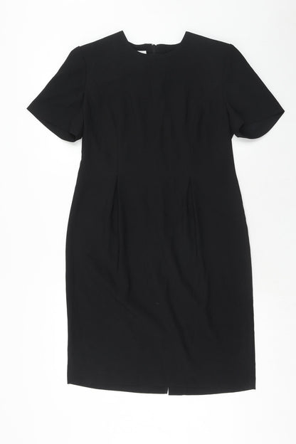 Leslie Fay Womens Black Polyester A-Line Size 12 Round Neck Zip