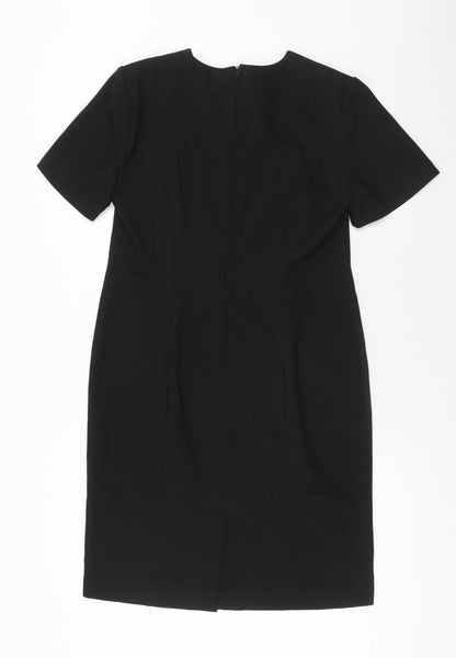 Leslie Fay Womens Black Polyester A-Line Size 12 Round Neck Zip