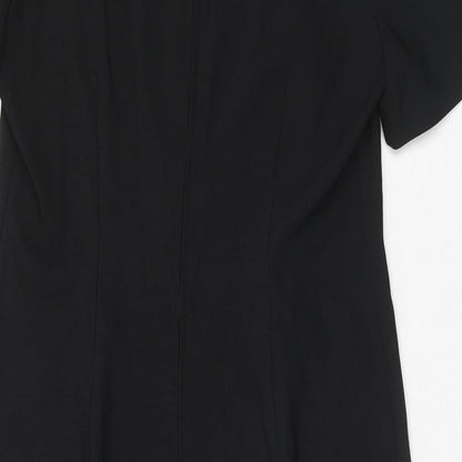 Leslie Fay Womens Black Polyester A-Line Size 12 Round Neck Zip