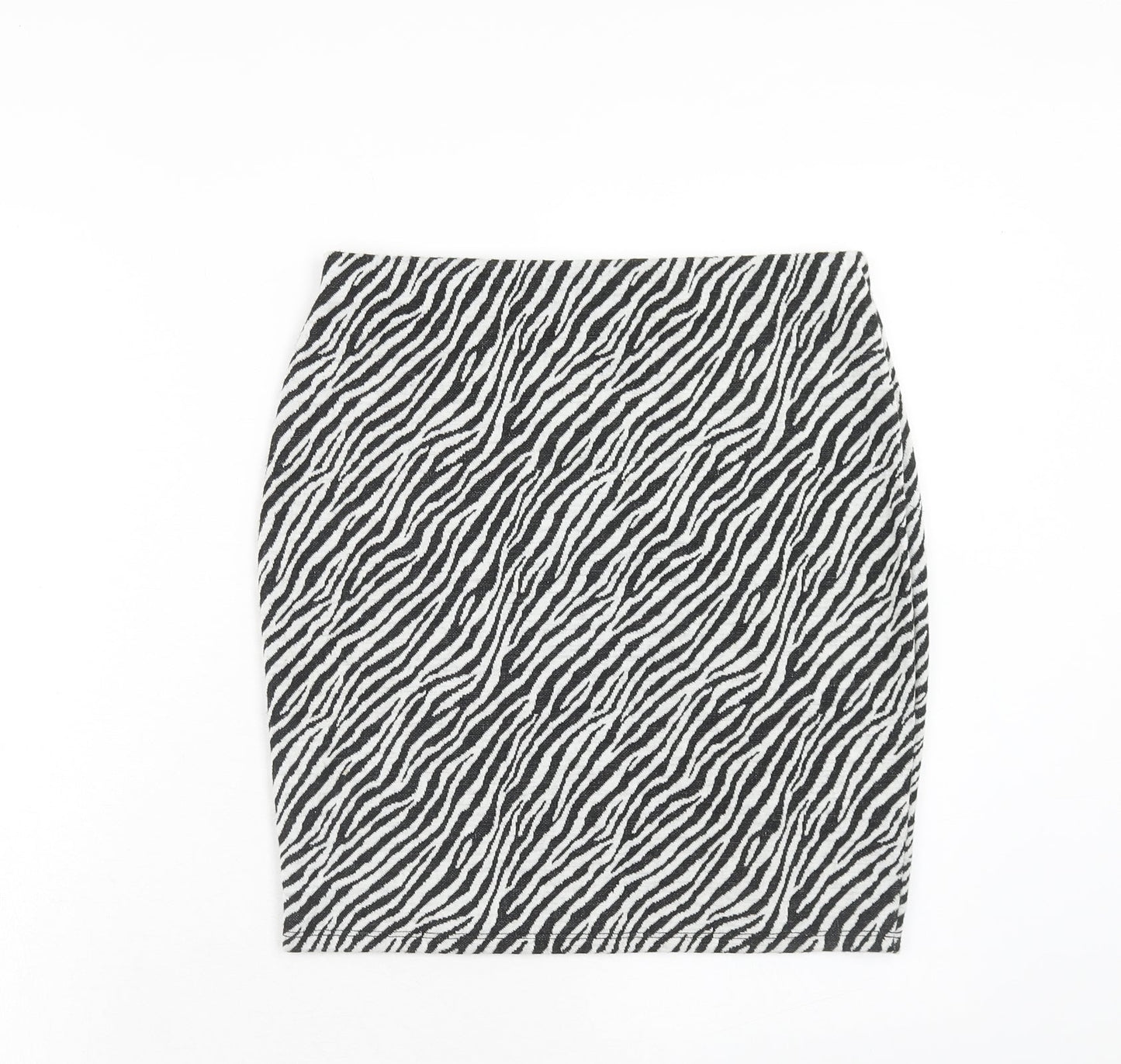 Dorothy Perkins Womens Black Animal Print Polyester Straight & Pencil Skirt Size 10 - Zebra Pattern