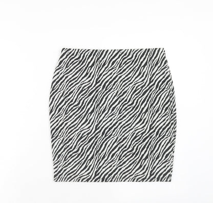 Dorothy Perkins Womens Black Animal Print Polyester Straight & Pencil Skirt Size 10 - Zebra Pattern