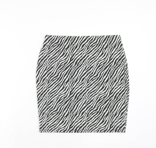 Dorothy Perkins Womens Black Animal Print Polyester Straight & Pencil Skirt Size 10 - Zebra Pattern