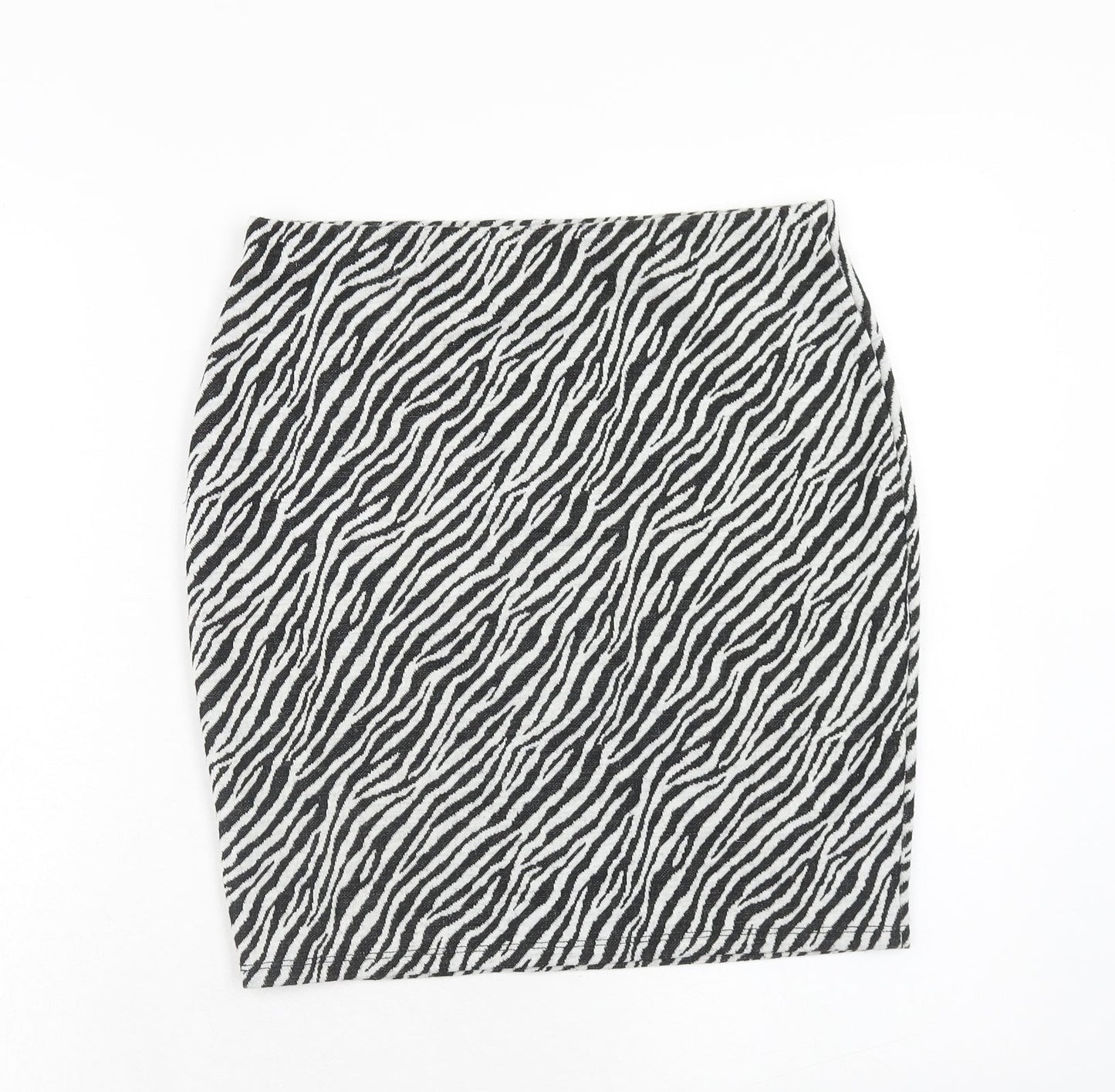 Dorothy Perkins Womens Black Animal Print Polyester Straight & Pencil Skirt Size 10 - Zebra Pattern