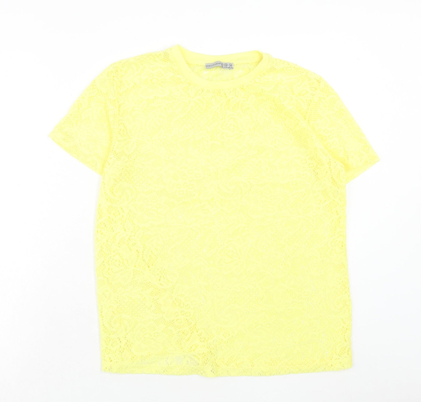 Atmosphere Womens Yellow Polyester Basic T-Shirt Size 10 Round Neck