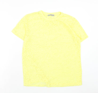 Atmosphere Womens Yellow Polyester Basic T-Shirt Size 10 Round Neck