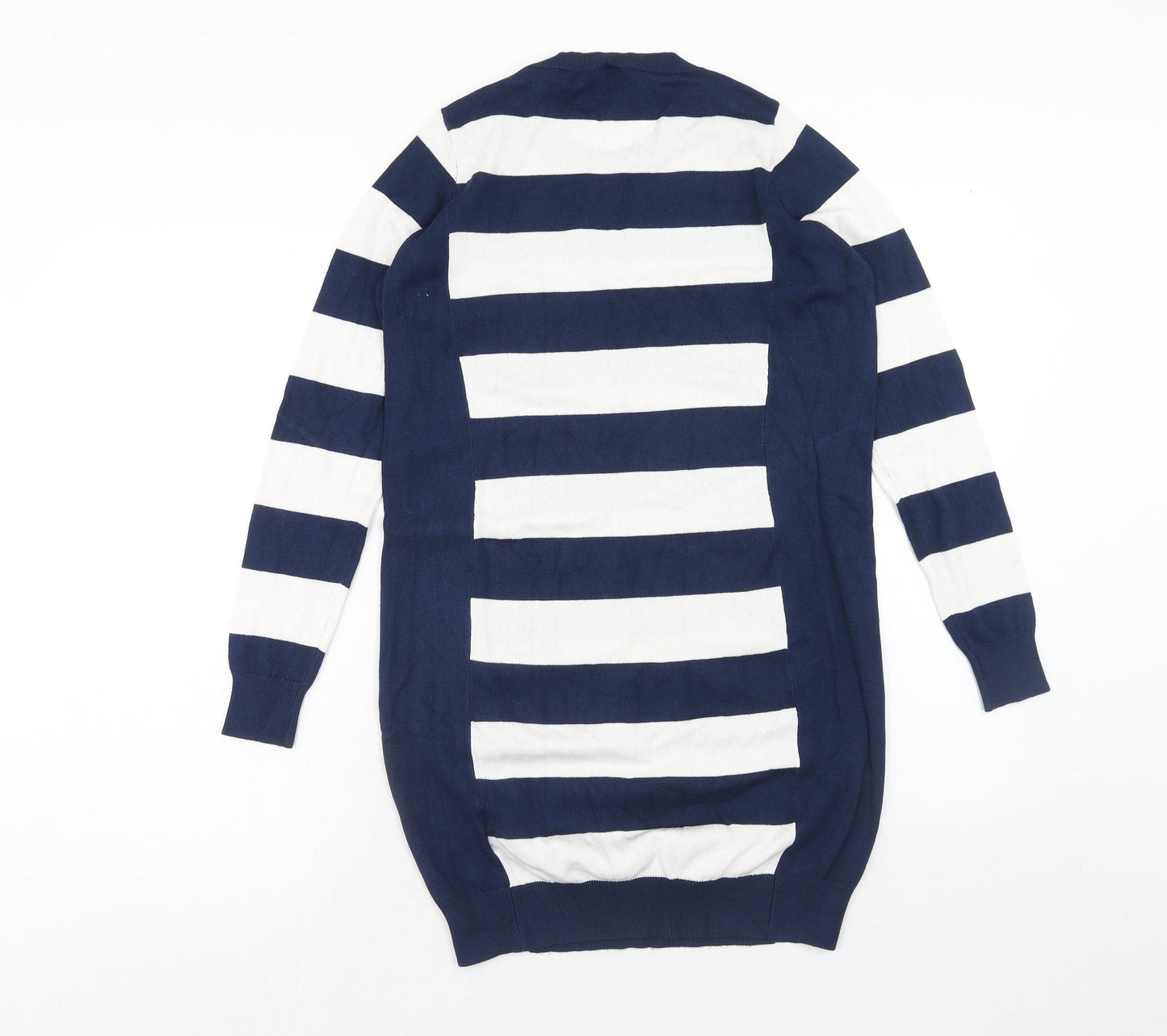 Capsule Womens Blue Striped Viscose Jumper Dress Size 8 Round Neck Pullover - Size 8-10