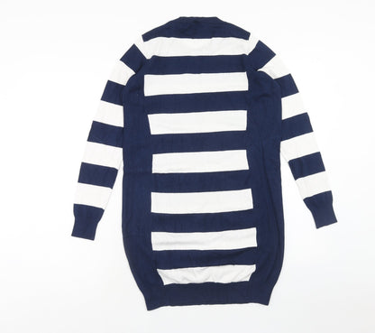 Capsule Womens Blue Striped Viscose Jumper Dress Size 8 Round Neck Pullover - Size 8-10
