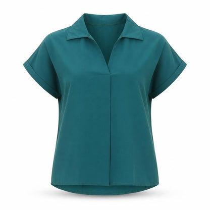 Preworn Womens Green Polyester Basic Blouse Size XL Collared