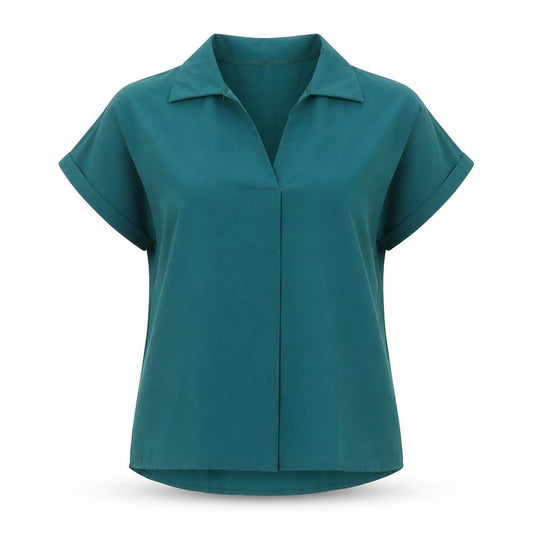 Preworn Womens Green Polyester Basic Blouse Size XL Collared