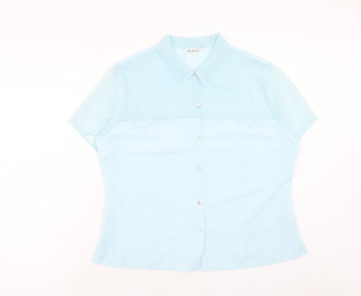 Berkertex Womens Blue Polyester Basic Button-Up Size 18 Collared