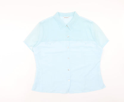 Berkertex Womens Blue Polyester Basic Button-Up Size 18 Collared